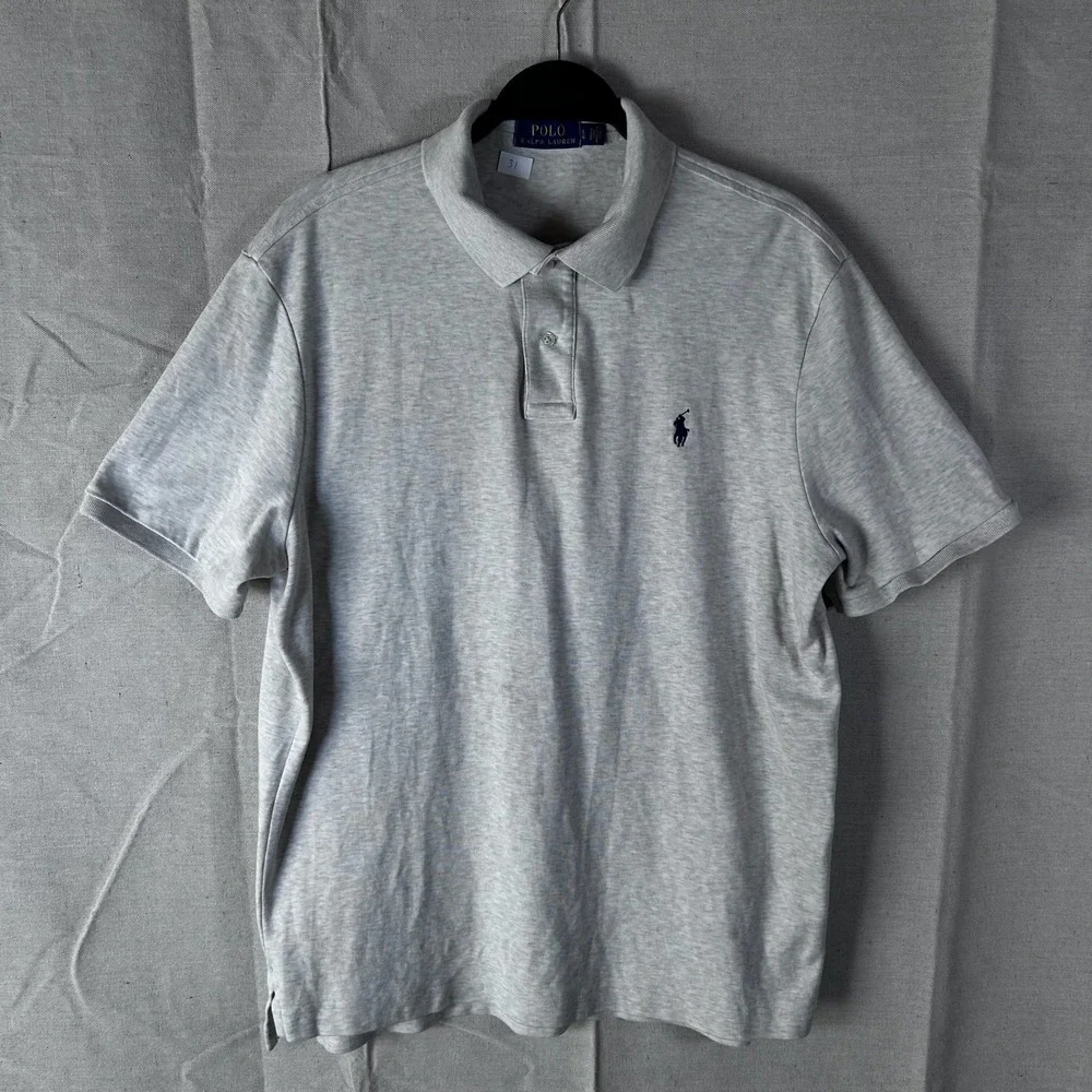 Polo Ralph Lauren Mens Large Heather Gray Short Sleeve Pony Logo Polo‎ Shirt L